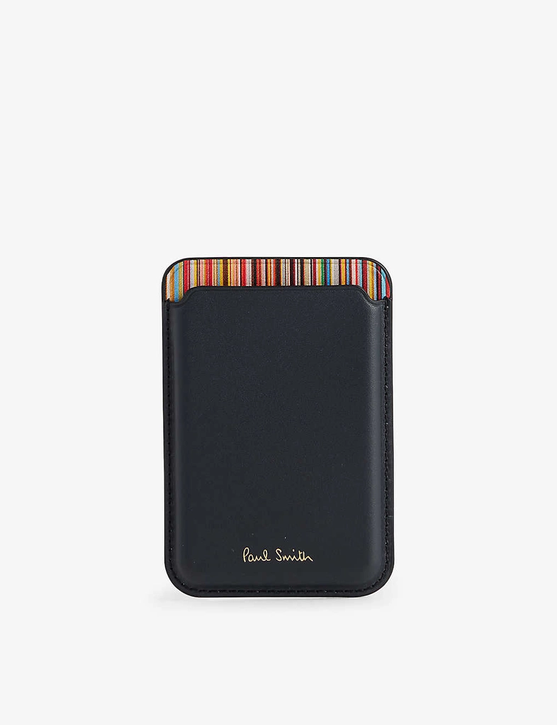 Paul Smith Black Iphone 15 Pro MagSafe Woven-blend Card Holder